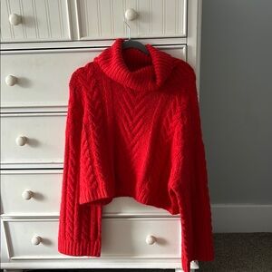 Cozy Red Cable Knit Sweater